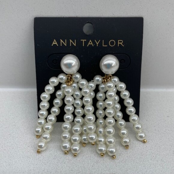 NWT Pearl Chandelier Faux Pear Earrings- Ann Taylor - Picture 1 of 3